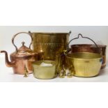 Selection of brass/copper ware. Condition report: see terms and conditions