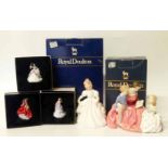 Royal Doulton 'Bedtime Story', 'Amanda' and three miniature ladies. Condition report: see terms