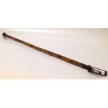 A 19th century 'gadget' grabber cane, the bamboo shaft mounted with an adjustable metal mechanical