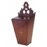 Georgian mahogany knife box, with vase inlay design and pierced top. Condition report: see terms and