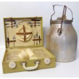 Coracle picnic set and alloy milking bucket with cluster Condition report: see terms and conditions