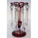 Victorian ruby glass lustre. Condition report: see terms and conditions