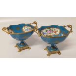 Pair of modern limoges comports with gilt metal handle and decoration. Condition report: see terms