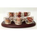 6 Royal Crown Derby mini loving cups on plinth (boxed) Condition report: see terms and conditions