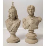 Two resin 19th century style busts, Nelson and Victoria. Condition report: see terms and conditions