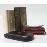 Holy Bible with embossed silver front cover, hymns and common prayer books with silver embossed