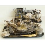 Qty mixed plated ware to include trays, toast rack, soda syphon stand, hotel ware and misc Condition