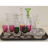 Various cut glass vases decanters etc. Condition report: see terms and conditions