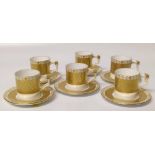 Six Clive Christian (Royal Worcester) empire flame coffee cans and saucers. Condition report: see