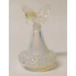 An opalescent moulded glass perfume bottle, the base marked T I E F, made in France, the