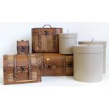 Four bamboo effect boxes and a set of graduated hat boxes. Condition report: see terms and