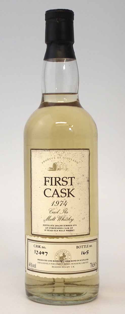 First cask 1974 Caol Ila Malt Whisky, cask no. 12497, bottle no. 165, 70cl (1 bottle) Condition