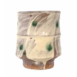 William 'Bill' Marshall (1923-2007) yunomi, with brushed cream glaze decoration with green spots,