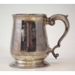 George II baluster form silver mug, hallmarked for 1747, maker F.W. (probably Fuller White) engraved