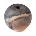 Ray Rogers (New Zealand, 1935-). Fungoid form raku fired vase, incised signature, 15.5cm high