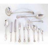 Silver plated twelve place setting Kings pattern cutlery set mostly by Edward Viner, a total of