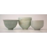 David Leach (1911-2005) celadon bowl, with cut side design, also a Jack Doherty for Leach Pottery