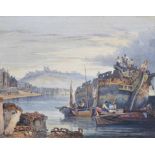 Samuel Prout O.W.S. (1783-1852), Shipbuilding, monogrammed, watercolour, 27.5 x 35cm.; 10.75 x 13.
