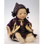 Armand Marseille Oriental doll, with cloth body and sleep eyes, mould number 353 / 372, 38cm high