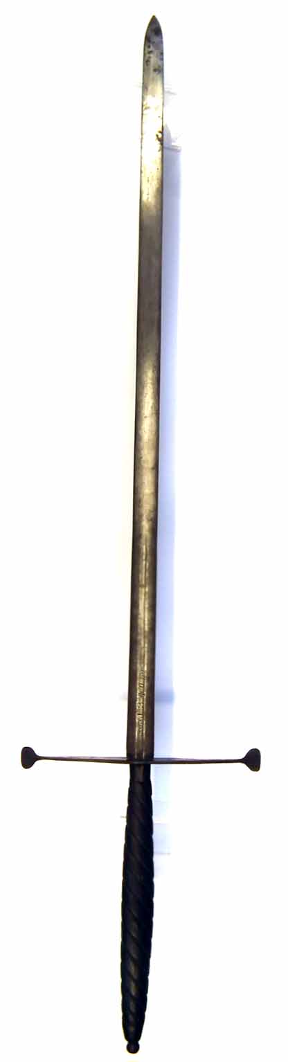 Large double handed sword, the blade bears feint traces of an orb mark to each side, engraved 1340 - Image 2 of 15