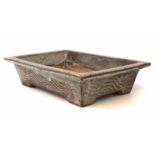 Bernard Leach (1887 - 1979) Bonsai pot circa 1950, decorated with swirls on mottled grey glaze,