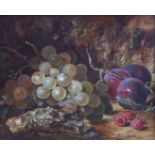 Thomas Whittle the Elder (fl.1854-1868), Still life with grapes, plums and raspberries, signed and