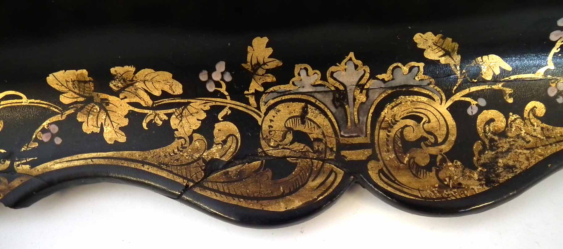 Victorian Papier Mache writing slope, decorated with flowers in abalone inlay and gilt details, - Image 4 of 12