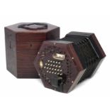 Lachenal & Co. 48 key concertina, serial number 58581, with pierced rosewood hexagonal end plates