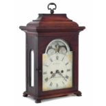 George III Mahogany Bracket clock, the painted arched dial inscribed 'Jas. Common Coldstream' with