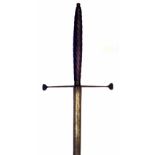 Large double handed sword, the blade bears feint traces of an orb mark to each side, engraved 1340