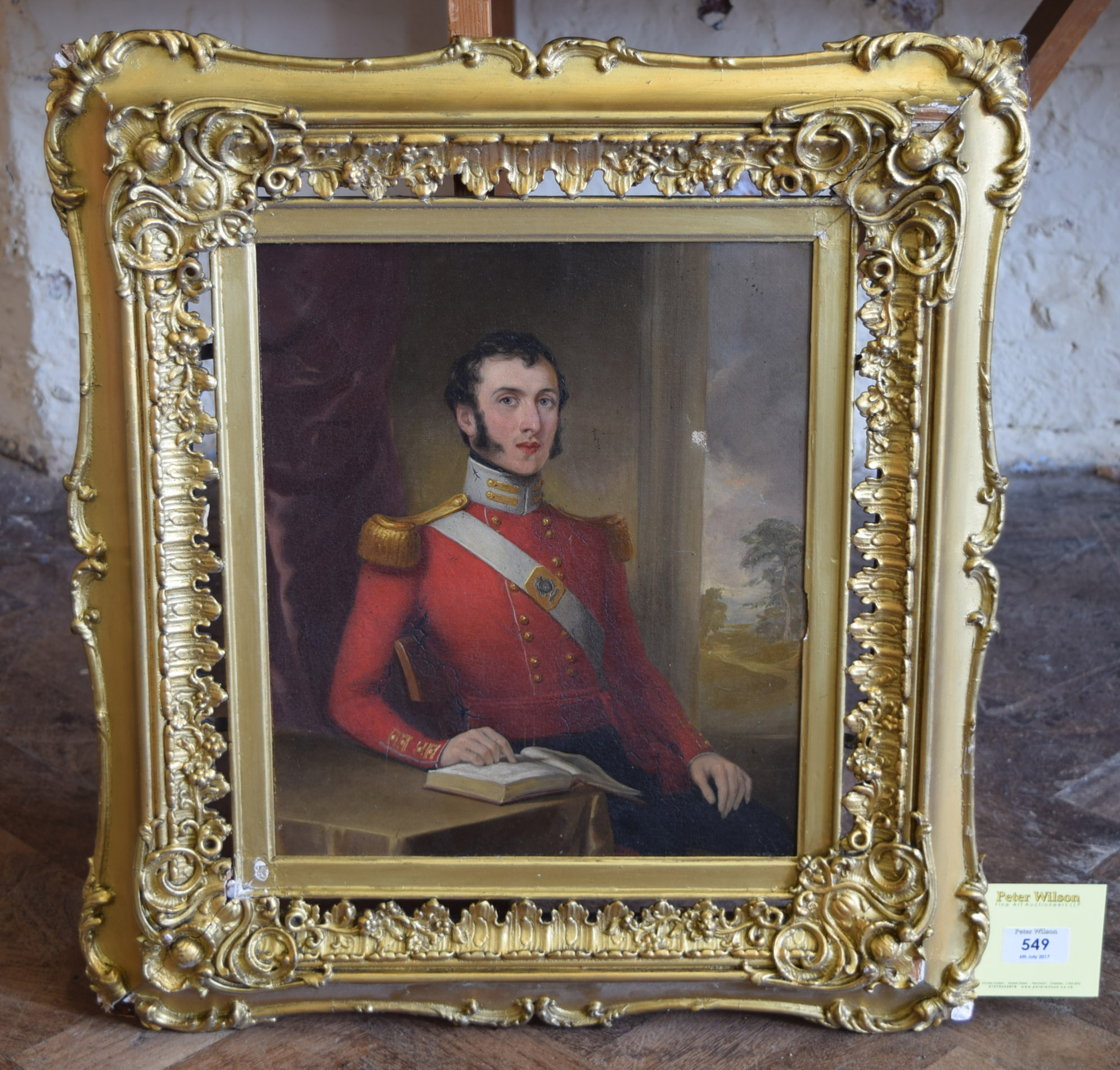 English School, 19th century, Portrait of a seated British Army officer, oil on canvas, 34 x - Image 2 of 5