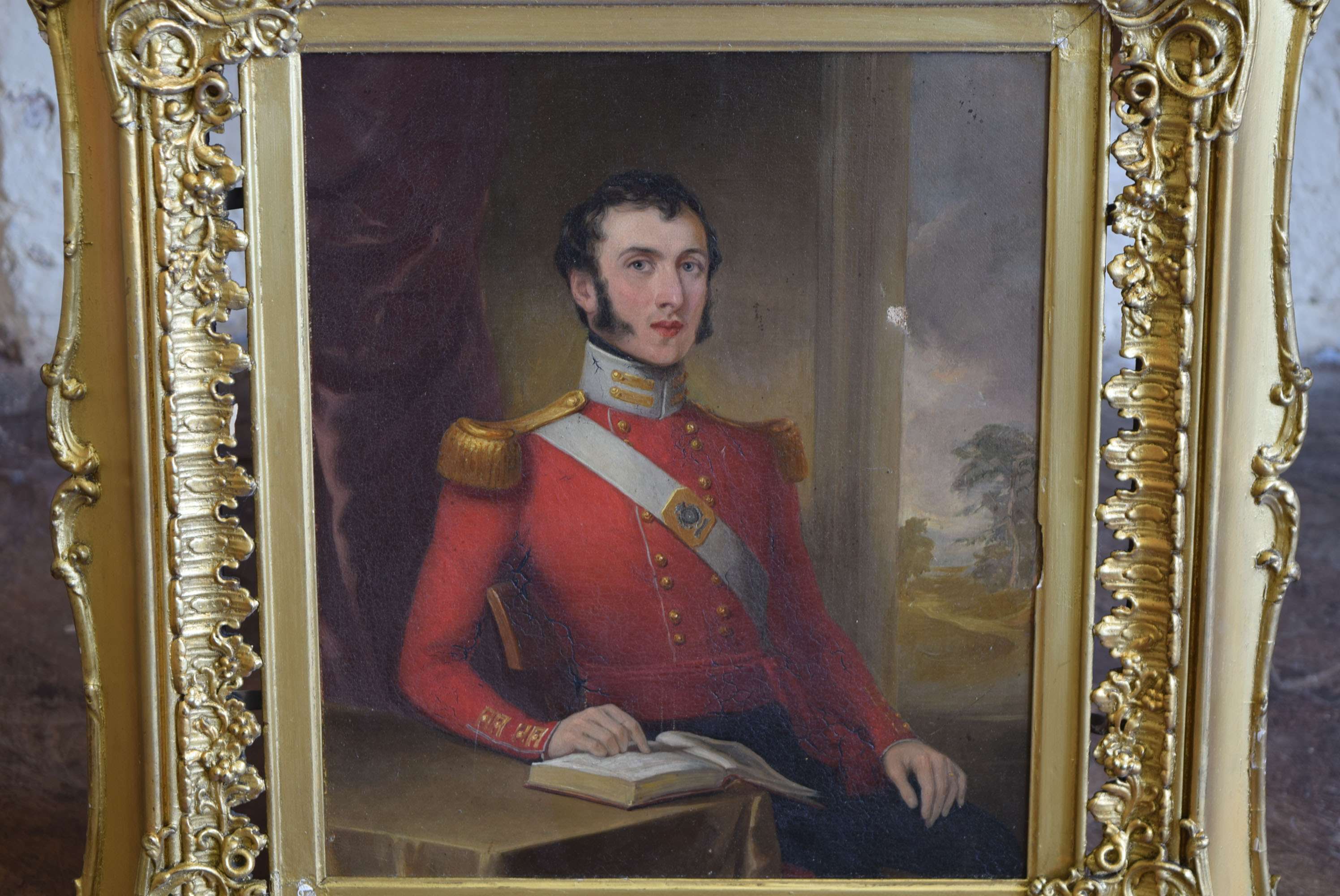 English School, 19th century, Portrait of a seated British Army officer, oil on canvas, 34 x - Image 3 of 5