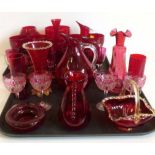 Collection of ruby glass. Condition report: see terms and conditions.