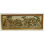 Large tapestry in gilt frame depicting rural scene 145cm x 46cm Condition report: see terms and