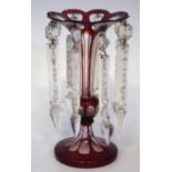 Victorian ruby glass lustre. Condition report: see terms and conditions.