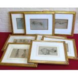 Eight various Russell Flint gilt framed prints. Condition report: see terms and conditions.