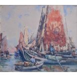 Alexander Charles Robinson (American, 1867-1952), Harbour scene with various boats, signed and dated