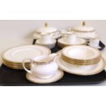 Royal Doulton china dinner set and coffee set, gold lace and gold concorde (35 pieces). Condition