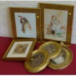 Quantity of various 19th century original portraiture paintings in elaborate gilt frames.