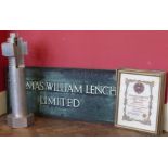 Large alluminium display screw by Thomas William Lench Limited together with bronze company plaque