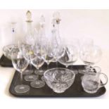 Cut glass decanter with silver rim, various other decanters and glass Condition report: see terms