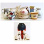 Collection of 19th century and later wash jugs, and wash set, Poole vase and was set, pair of