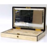 Ivory and tortoiseshell box for a manicure set with mirrored interior. Condition report: see terms