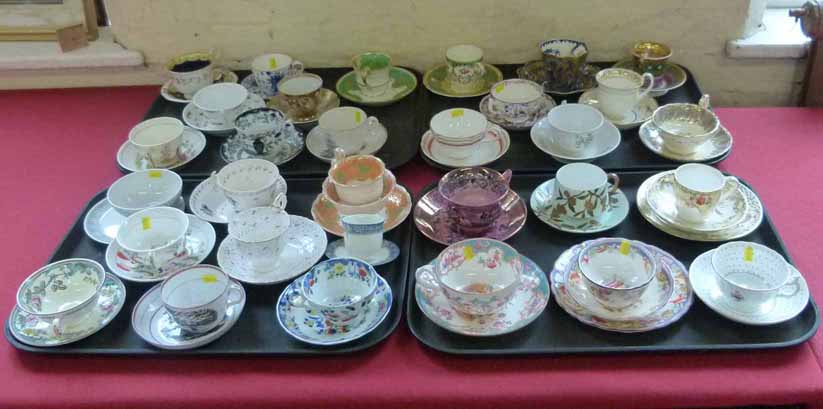 Thirty one 19th century and later cups and saucers/trios. No condition reports for this sale