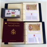 4 albums of stamp covers to include History of Monarchy & Pope John Paul II series No condition