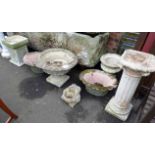 Qty pre-cast garden urns etc No condition reports for this sale