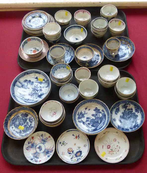 Collection of Chinese export porcelain to include two cups and saucers, a tea bowl and saucer,