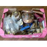 Copper kettle, silver pot, plated cutlery etc. No condition reports for this sale