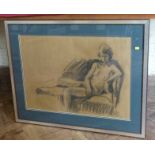 Adrian Hills, reclining female nude, charcoal. No condition reports for this sale