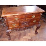Hardwood chippendale style chest of drawers with rope edge on cabriole legs & ball & claw feet